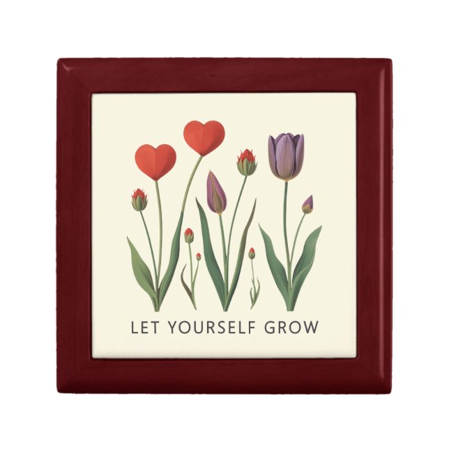 Let Yourself Grow Floral Heart Tulips Art Gift Box (Front)