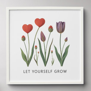Let Yourself Grow Floral Heart Tulips Art Peel And Stick Photo Tile