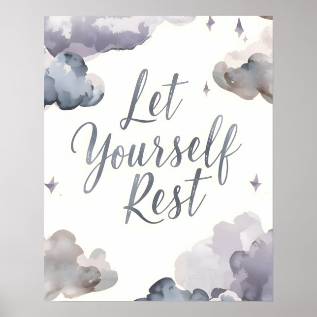 Let Yourself Rest Inspirational Quote Typography Poster (Front)