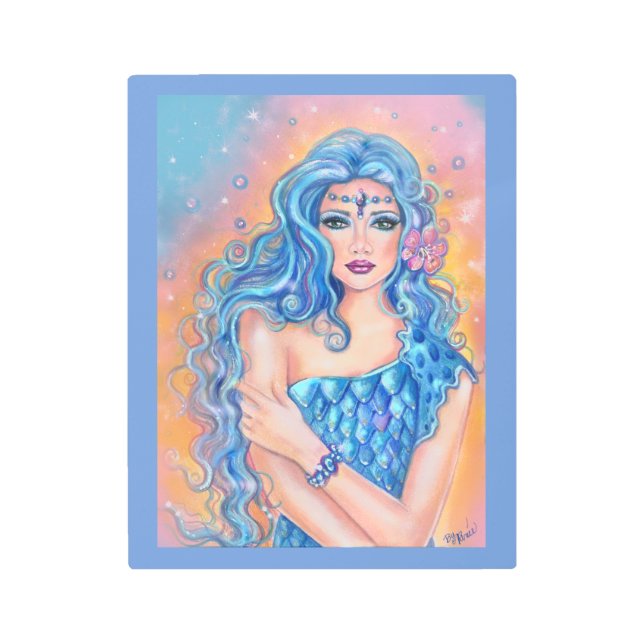 Leta blue haired mermaid art by Renee Lavoie (Front)