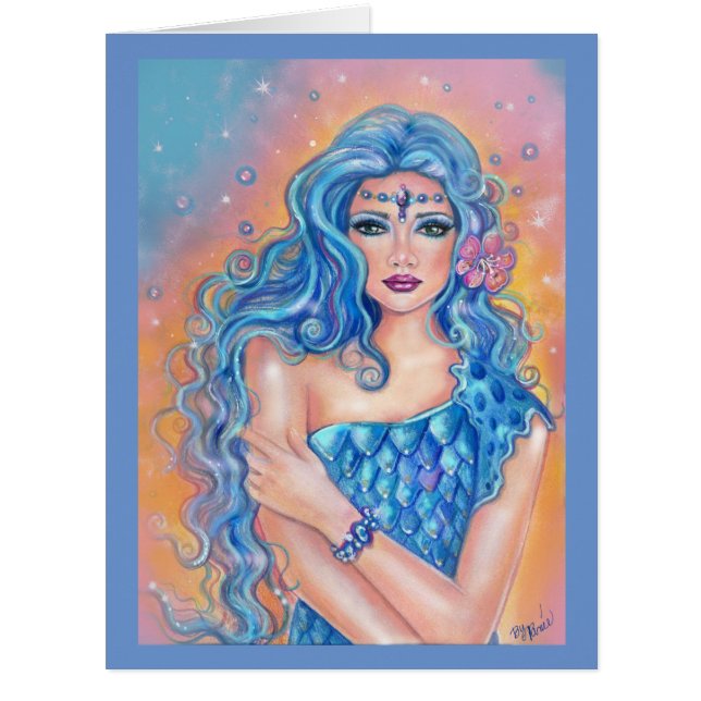 Leta blue haired mermaid art by Renee Lavoie  (Front)