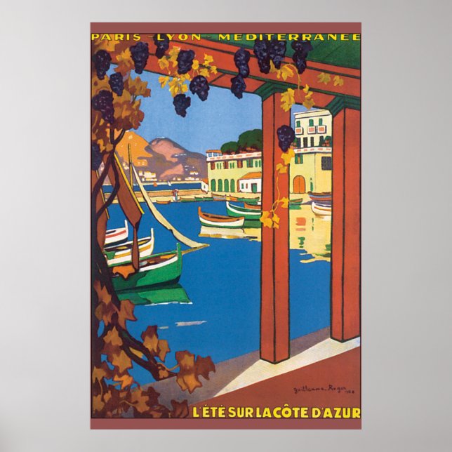 L'Ete Sur La Cote D'Azur Vintage Travel Poster (Front)