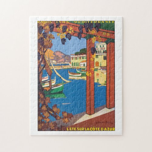 LEte Sur La Cote DAzur Vintage Travel Poster Jigsaw Puzzle