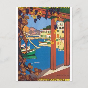 L'ete Sur La Cote D'azur Vintage Travel Poster Postcard by travelpostervintage at Zazzle