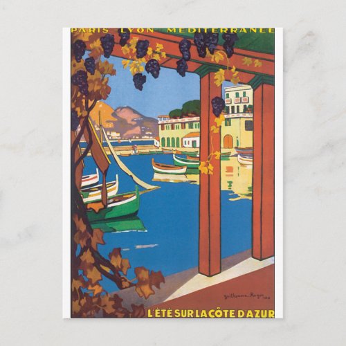 LEte Sur La Cote DAzur Vintage Travel Poster Postcard