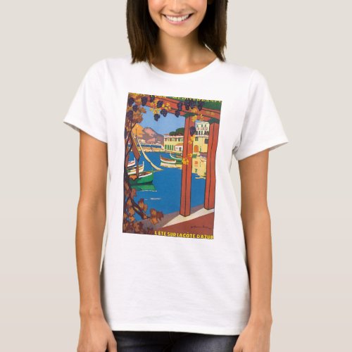 LEte Sur La Cote DAzur Vintage Travel Poster T_Shirt