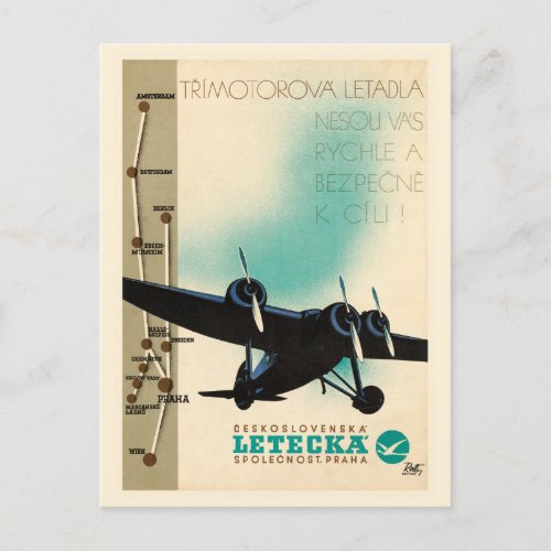Letecka Czechoslovakia Vintage Poster 1932 Postcard