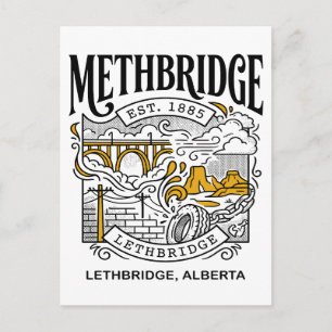 Lethbridge Alberta High Level Bridge Illustration Postcard