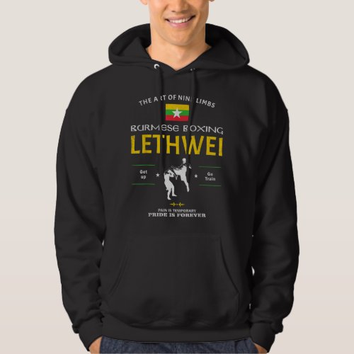 Lethwei Fighter Myanmar Flag Lethwei Burmese Boxi Hoodie