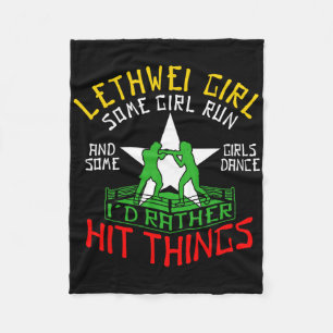 Lethwei Girl Burmese Boxing Women Myanmar Boxer Fleece Blanket