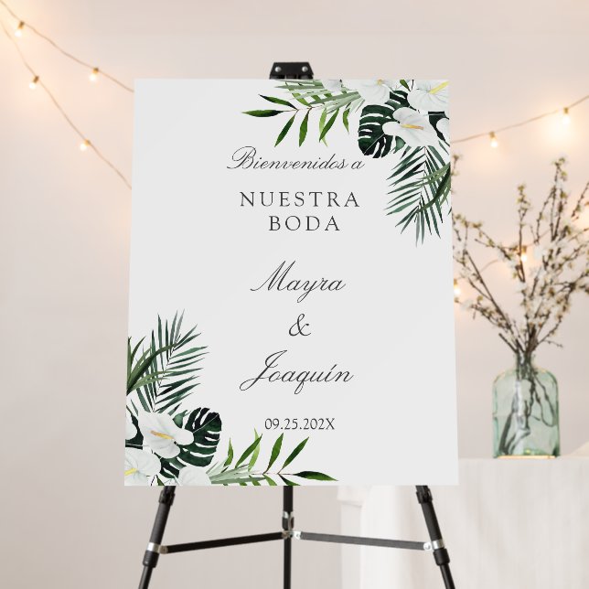 Letrero con flor blanca para boda  foam board (In Situ (Stand))