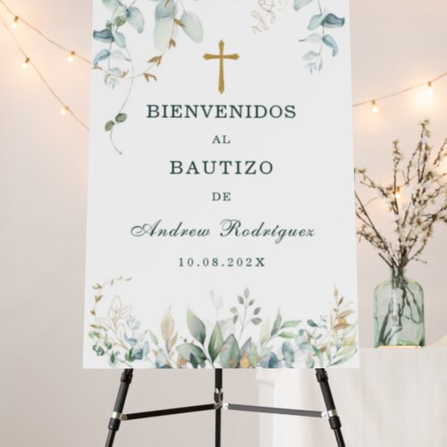 Letrero de Bienvenida para Bautizo con Elegante Foam Board