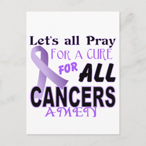 Lets All Pray For a Cure Cancer Apparel Postcard