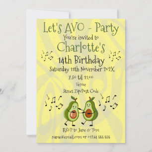 Let's Avo-Party Avocado Pun Party Invitation
