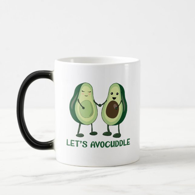 Let's Avocuddle - Funny Avocado Pun Color Morph Mug (Left)
