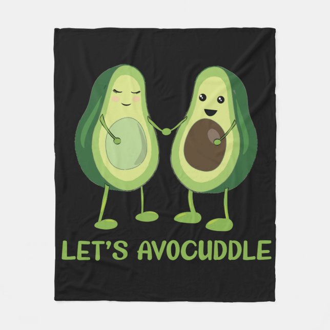 Let's Avocuddle - Funny Avocado Pun Fleece Blanket (Front)