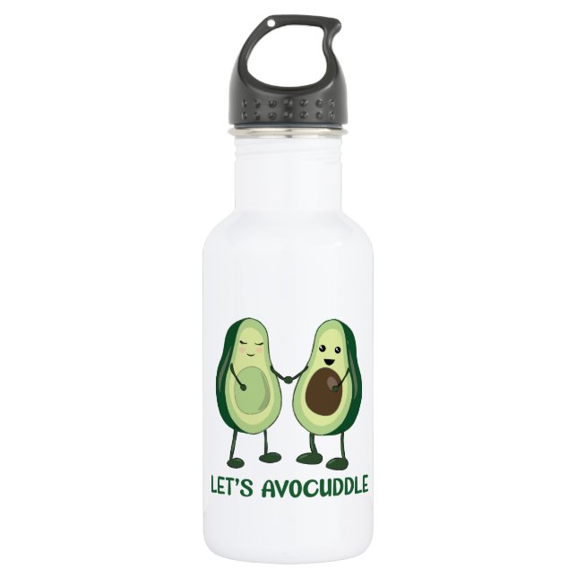 Let's Avocuddle - Funny Avocado Pun Stainless Steel Water Bottle (Front)