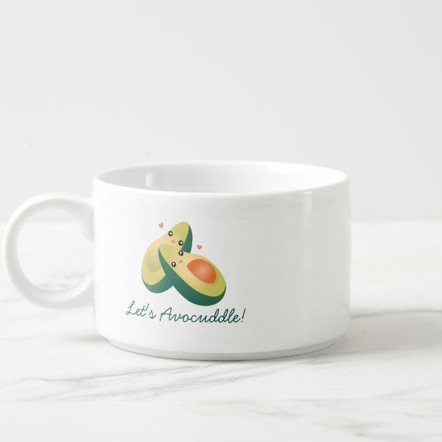 Let's Avocuddle Funny Cute Avocados Pun Humor Bowl (Right)