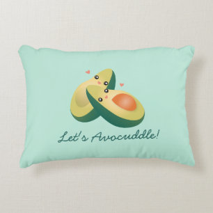 Let's Avocuddle Funny Cute Avocados Pun Humor Decorative Pillow