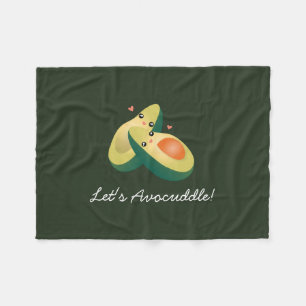 Let's Avocuddle Funny Cute Avocados Pun Humor Fleece Blanket
