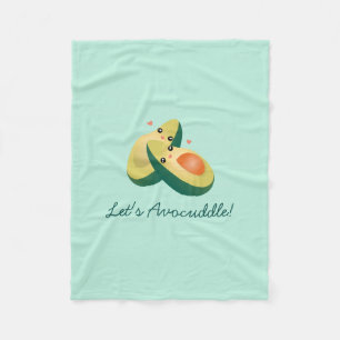 Let's Avocuddle Funny Cute Avocados Pun Humor Fleece Blanket