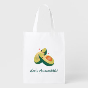 Let's Avocuddle Funny Cute Avocados Pun Humor Grocery Bag