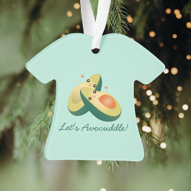 Let's Avocuddle Funny Cute Avocados Pun Humor Ornament (Creator Uploaded)