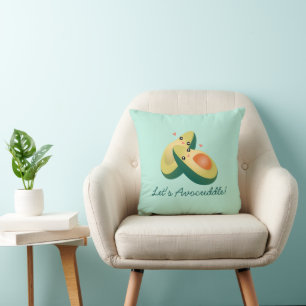 Let's Avocuddle Funny Cute Avocados Pun Humor Throw Pillow