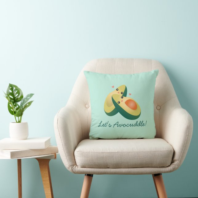 Let's Avocuddle Funny Cute Avocados Pun Humor Throw Pillow (Chair)