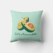 Let's Avocuddle Funny Cute Avocados Pun Humor Throw Pillow (Back)