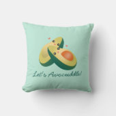 Let's Avocuddle Funny Cute Avocados Pun Humor Throw Pillow (Front)