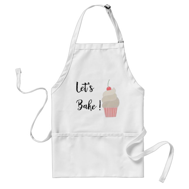 Lets Bake Cherry Cupcake Design Adult Apron (Front)