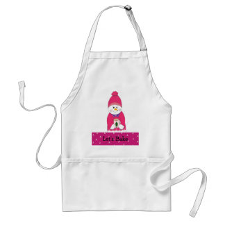 Let's Bake Girl Snowman in Pink Adult Apron