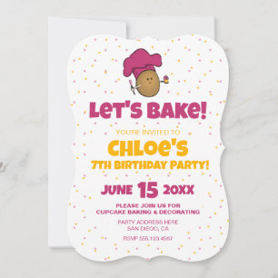 Let's Bake! Kid's Baking Party Invitation