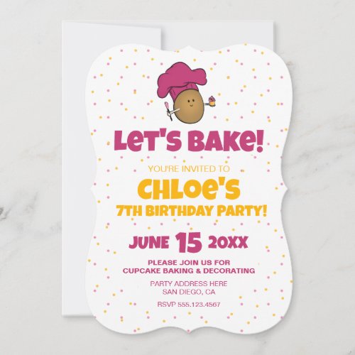 Lets Bake Kids Baking Party Invitation