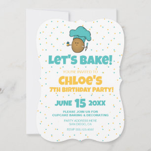 Let's Bake! Kid's Baking Party Invitation