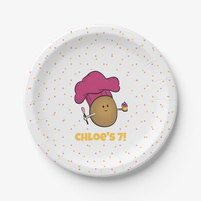 Let's Bake! Kid's Baking Party Paper Plates (Front)