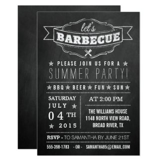 Let's BBQ! Chalkboard Typography Summer Party Card