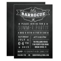 Let's BBQ! Chalkboard Typography Summer Party Invitation