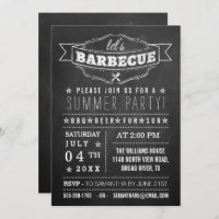 Let's BBQ! Chalkboard Typography Summer Party Invitation