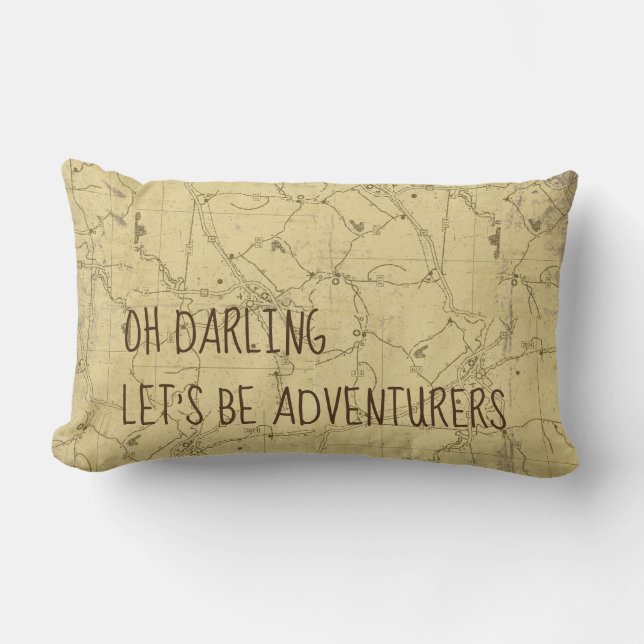 Let's Be Adventurers Road Trip Map Throw Pillow (Front)