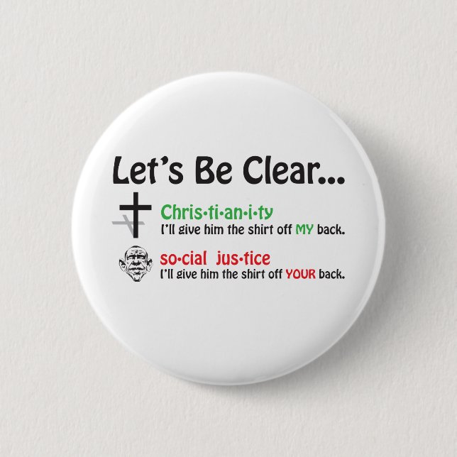 Let's Be Clear Pinback Button (Front)