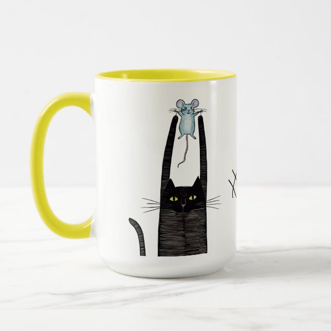 Let's be friends, cat love, cat and mouse partner mug (Left)
