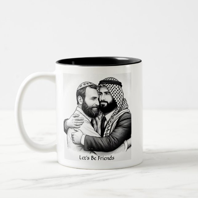 Let's Be Friends Jewish Arab Friendship Mug (Left)