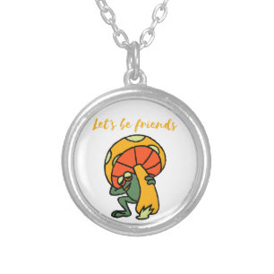 let's be friends silver plated necklace