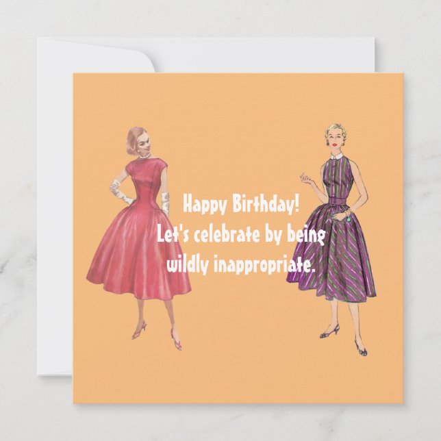 Lets Be Inappropriate Funny Retro Birthday Flat Card (Front)