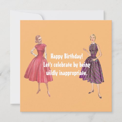 Lets Be Inappropriate Funny Retro Birthday Flat Card