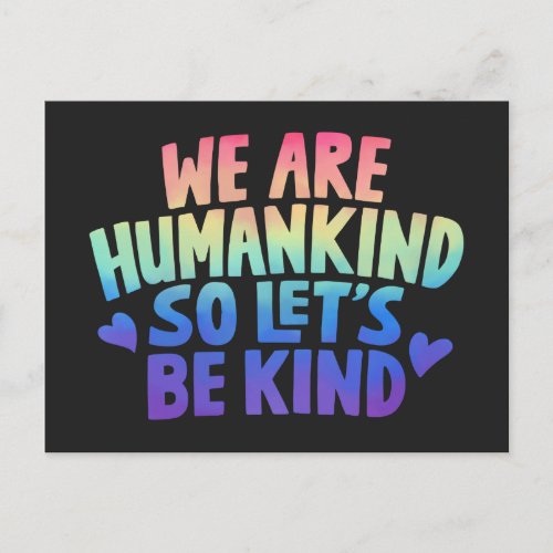 Lets Be Kind Humankind Quote postcard