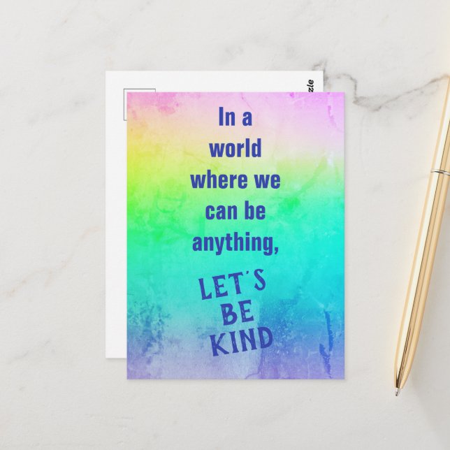 Let's Be Kind Rainbow Postcard (Front/Back In Situ)
