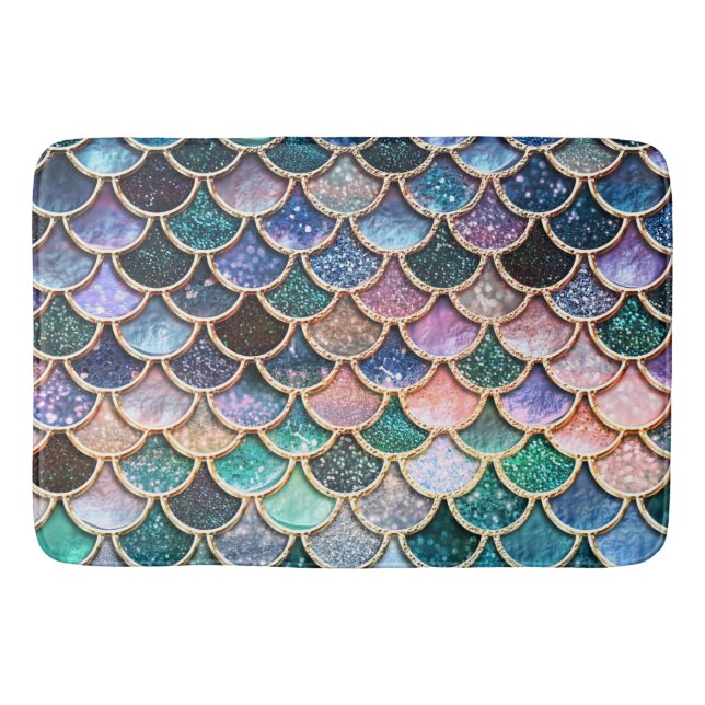 Let's be mermaids- Mermaid Glitter- Mermaid Scales Bath Mat (Front)